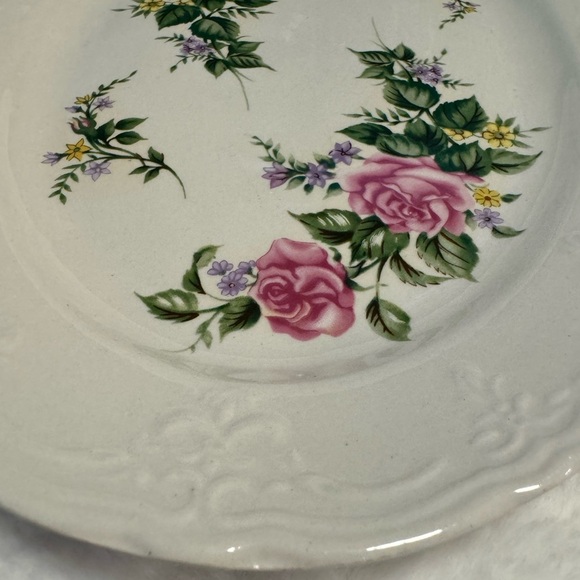 Beverly Rose White Pink Floral Serving Platter Cottagecore Dinnerware Vintage - Picture 3 of 10